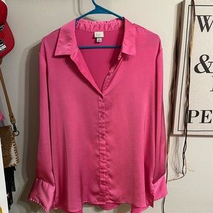 Pink satin button-down!